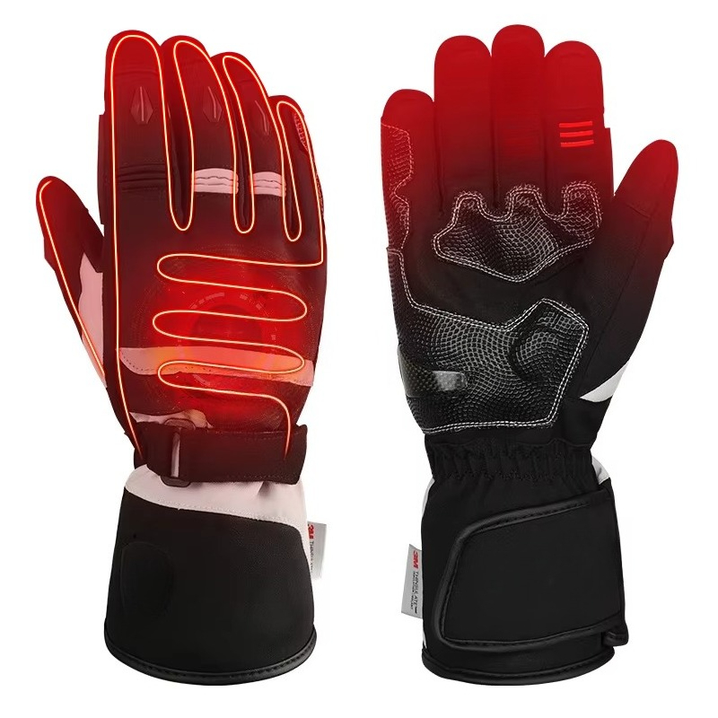 Heated Gloves Electric - ถุงมือมอเตอร์ไซค์กันหนาวแบบมีระบบทำความร้อน รองรับการใช้งานหน้าจอสัมผัส ชาร์จไฟได้ ถุงมือมอเตอร์ไซค์ไฟฟ้าสำหรับผู้ชาย