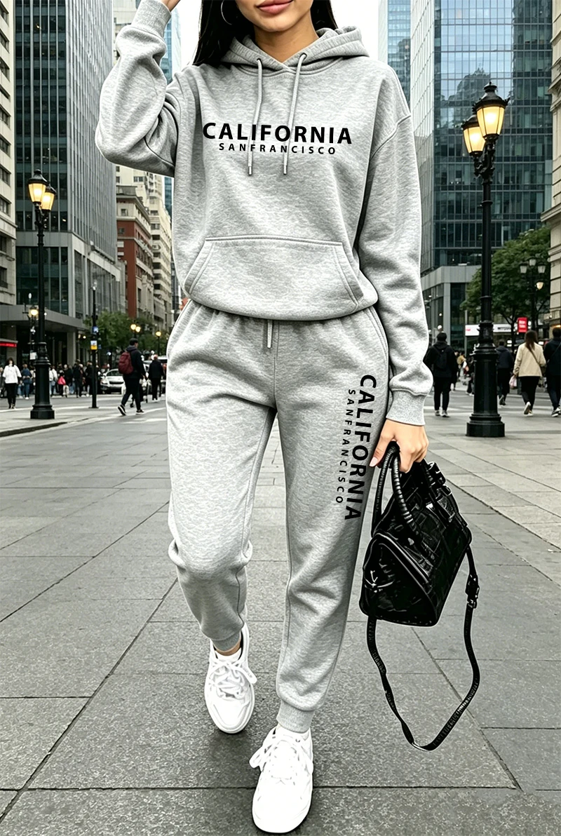 Winter Clothing For Women - ชุดวอร์มผู้หญิงคุณภาพดี พิมพ์ลาย เสื้อฮู้ดลำลอง เสื้อสเวตเชิ้ตสำหรับกิจกรรมกลางแจ้ง เสื้อผ้ากีฬา แฟชั่นฤดูใบไม้ร่วง