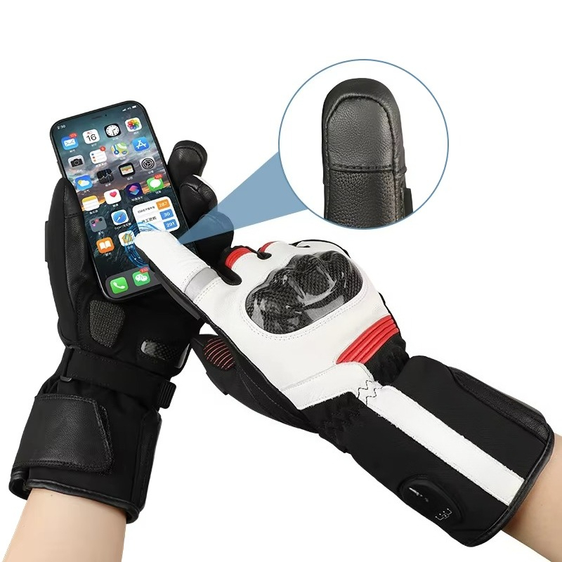 Heated Gloves Electric - ถุงมือมอเตอร์ไซค์สำหรับฤดูหนาว แบบสัมผัสหน้าจอได้ ชาร์จไฟได้ พร้อมระบบทำความร้อนด้วยไฟฟ้า สำหรับผู้ชาย