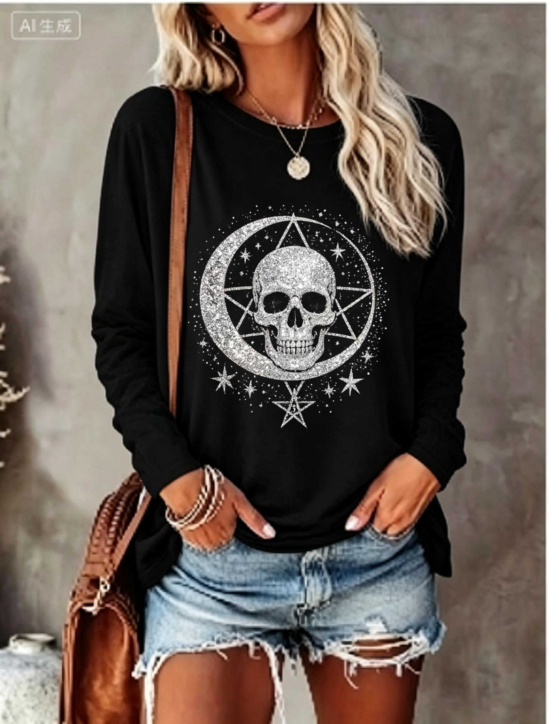 เสื้อยืดแขนยาวผู้หญิง ลายพิมพ์ - Winter Clothing For Women บทวิจารณ์และราคา