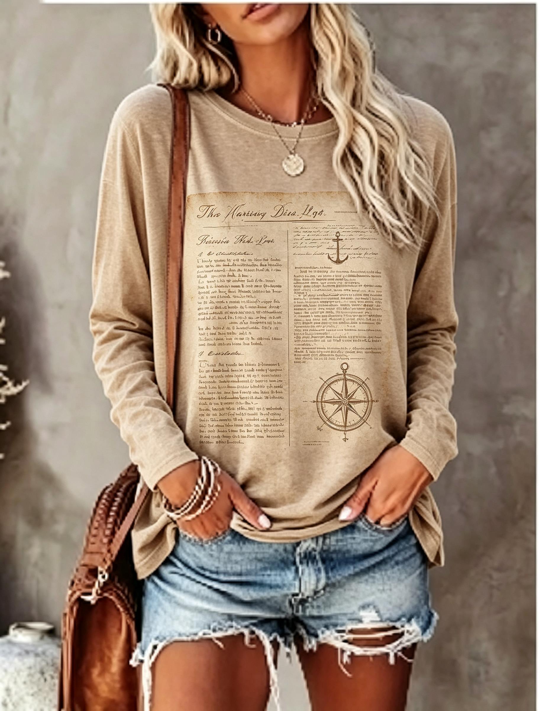 เสื้อยืดแขนยาวผู้หญิง ลายโปสเต - Winter Clothing For Women บทวิจารณ์และราคา